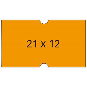 Pacote com 6 rolos de etiquetas laranja Apli 21x12mm para máquinas de etiquetagem de preços de 1 linha - 1000 etiquetas/rolo - A