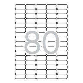 Pacote com 2.000 etiquetas Apli, 35,6 x 16,9 mm - 25 folhas com 80 etiquetas cada - Adesivo removível - Cantos arredondados - Ad
