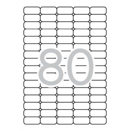 Pacote com 2.000 etiquetas Apli, 35,6 x 16,9 mm - 25 folhas com 80 etiquetas cada - Adesivo removível - Cantos arredondados - Ad