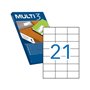 Pacote Multi3 com 10.500 etiquetas brancas de bordas retas, tamanho 70,0 x 42,4 mm, com adesivo permanente para múltiplos usos.