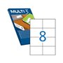 Pacote Multi3 com 4.000 etiquetas brancas com bordas retas, tamanho 105,0 x 74,0 mm, com adesivo permanente para múltiplos usos.