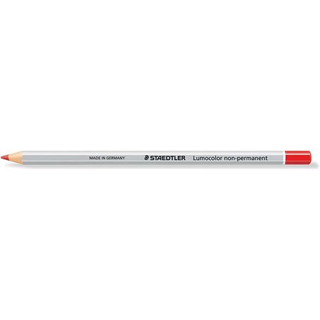 Lápis de cor hexagonal Staedtler Lumocolor 108 - Especial para superfícies lisas - Marcação opaca - Vermelho