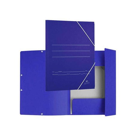 Pasta de papelão Mariola com abas, tamanho fólio, 500 g/m² - Dimensões: 34 x 25 x 1 cm - Fecho elástico - Azul fosco