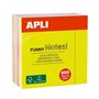 Bloco de Notas Adesivas Apli Funny Cube com 400 unidades, 75 x 75 mm - Cores Fluorescentes Sortidas