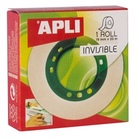 Fita adesiva invisível Apli 19mm x 33m - Fácil de cortar - Durável - Ideal para uso no escritório - Transparente