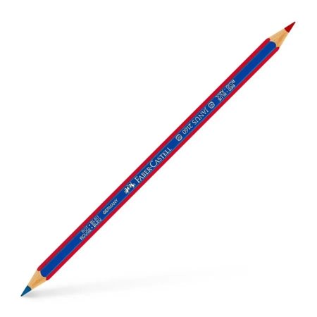 Lápis Faber-Castell Janus 2160 Bicolor Hexagonal de Ponta Fina - Ecológico - Resistente à Quebra - Vermelho/Azul