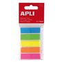 Índices adesivos Apli 45x12mm, 5 cores fluorescentes - 25 índices por cor - Fáceis de colar e remover - Ideais para marcar e org