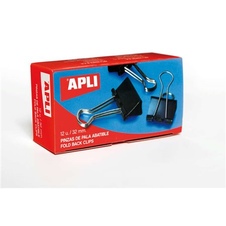 Conjunto de 12 Clips Dobráveis Apli 15x32mm - Clips em Aço Temperado Preto - Cabos com Acabamento em Niquelado - Capacidade Idea