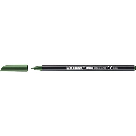 Marcador Edding 1200 - Ponta Redonda - Espessura da Linha de 1mm - Tinta à Base de Água - Verde Oliva