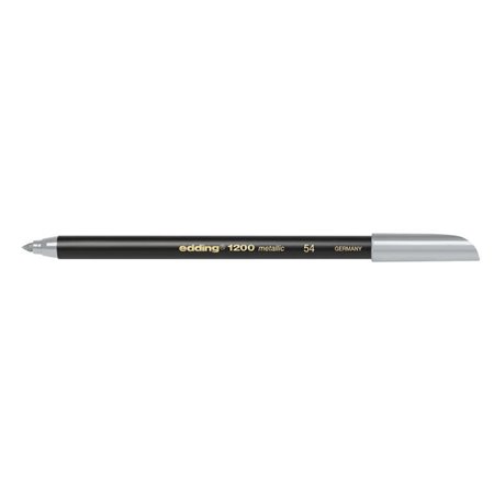 Marcador Edding 1200 - Ponta Redonda - Espessura da Linha de 1mm - Tinta à Base de Água - Prateado
