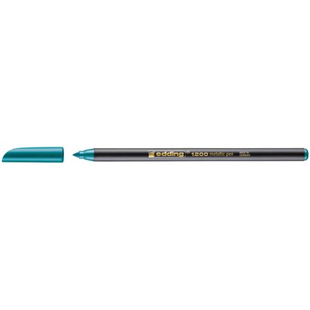 Marcador Edding 1200 - Ponta Redonda - Espessura da Linha de 1mm - Tinta à Base de Água - Verde Metálico