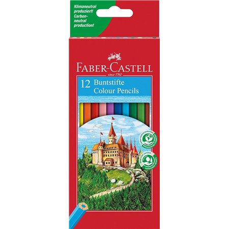 Conjunto de 12 lápis de cor hexagonais Faber-Castell Classic Colour - Resistentes à quebra - Cores sortidas