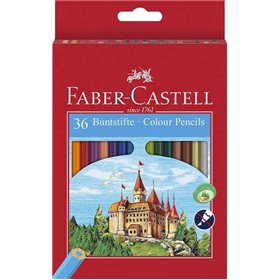 Conjunto de 36 lápis de cor hexagonais Faber-Castell Classic Colour - Resistentes à quebra - Cores sortidas