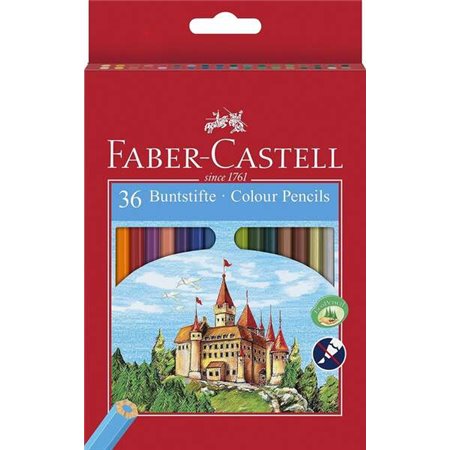 Conjunto de 36 lápis de cor hexagonais Faber-Castell Classic Colour - Resistentes à quebra - Cores sortidas