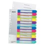 Fichas de índice de plástico imprimíveis Leitz WOW, multicoloridas, com 12 abas - perfuradas várias vezes - formato A4 - translú