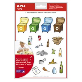 Pacote com 276 adesivos temáticos de reciclagem da Apli - Adesivo removível - Ilustrações divertidas - Ideal para escolas - 100%