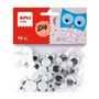 Pacote com 75 olhos de plástico redondos da Apli - Tamanhos sortidos: Ø 8 mm, Ø 10 mm, Ø 16 mm e Ø 20 mm - Preto