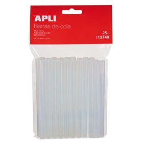Pacote com 25 bastões de cola quente Apli Ø7,5 mm x 10 cm - Precisão e limpeza no seu trabalho - Não goteja - Compatível com pis
