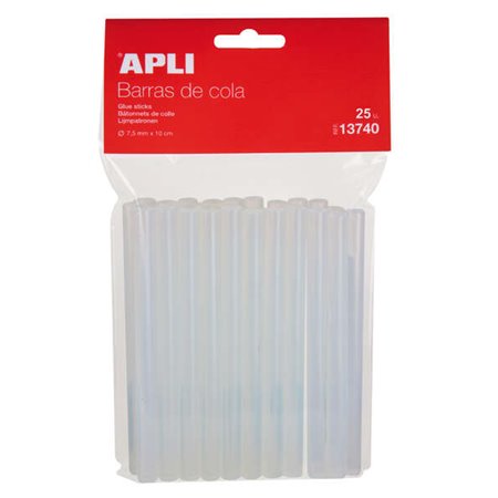 Pacote com 25 bastões de cola quente Apli Ø7,5 mm x 10 cm - Precisão e limpeza no seu trabalho - Não goteja - Compatível com pis