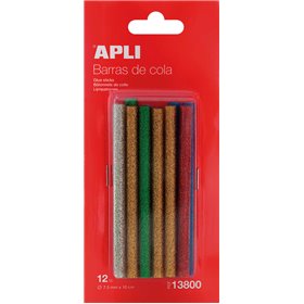 Refil de Bastão Adesivo Termofusível Apli - Ø7,5mm x 10cm - Cores Sortidas com Glitter - Precisão e Limpeza - Compatível com Pis