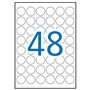 Pacote com 1.200 etiquetas redondas Apli Ø 30mm - 25 folhas com 48 etiquetas cada - Adesivo permanente - Brancas