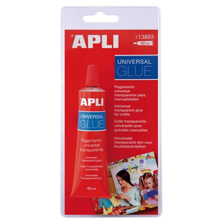Cola Universal Apli em Tubo 40ml - Secagem Rápida - À Prova D'água - Transparente