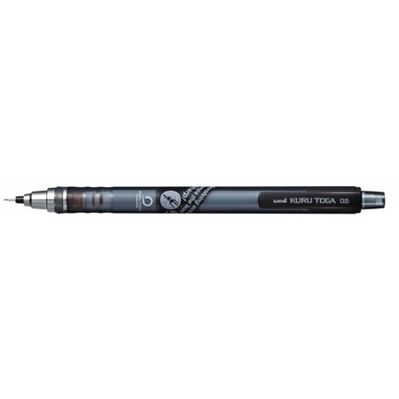 Lapiseira Uni-ball Kuru Toga M5-450T - Grafite de 0,5 mm - Sistema de grafite rotativo - Borracha com botão - Preta