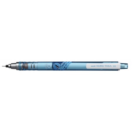 Lapiseira Uni-ball Kuru Toga M5-450T - Grafite de 0,5 mm - Sistema de grafite rotativo - Borracha com botão - Azul