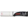 Marcador de giz líquido Uni-ball PWE-8K - Ponta chanfrada de 8 mm - Apagável com água - Resistente à chuva - Branco