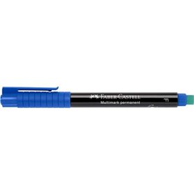 Marcador permanente Faber-Castell Multimark - Espessura da linha: 0,6 mm - Borracha integrada - Resistente à luz e à água - Azul