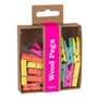 Prendedores de roupa de madeira Apli Fluor Collection - 15 unidades em cores fluorescentes - Caixa Kraft com furo para pendurar 