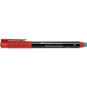 Marcador permanente Faber-Castell Multimark - Espessura da linha: 0,4 mm - Borracha integrada - Resistente à luz e à água - Verm