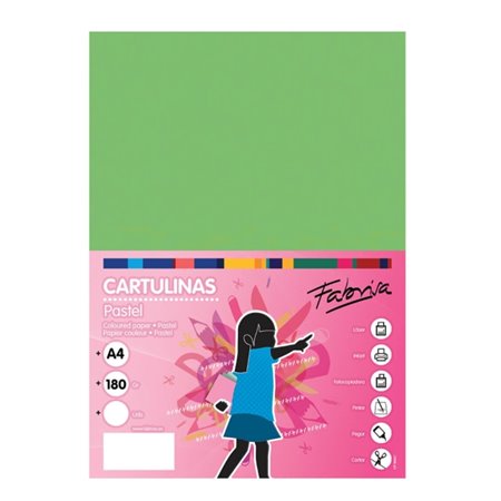 Pacote com 50 folhas de cartão Fabrisa, 180 g/m² - Tamanho A4 - Verde
