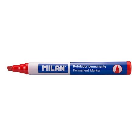 Marcador permanente Milan com ponta chanfrada - Ponta 1 - 4 mm - Tinta à base de álcool - Vermelho
