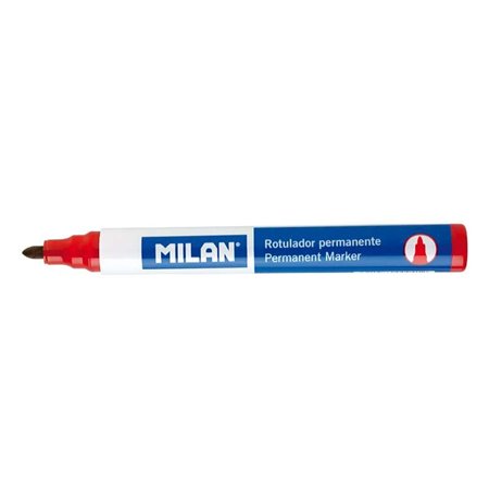 Marcador permanente Milan - Ponta redonda de 4 mm - Tinta à base de álcool - Vermelho