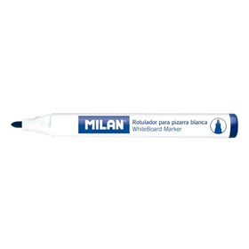 Marcadores para quadro branco Milan com ponta redonda - Ponta de 4,7 mm - Tinta à base de álcool - Apagável a seco - Azul