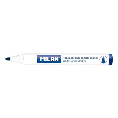 Marcadores para quadro branco Milan com ponta redonda - Ponta de 4,7 mm - Tinta à base de álcool - Apagável a seco - Azul
