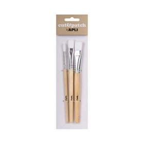 Conjunto de 3 pincéis de madeira Apli para artesanato - cerdas de nylon - pontas redondas e planas - ideais para recorte de pape