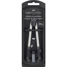 Bússola Faber-Castell com ajuste rápido - Articulações em ambos os braços - Acessórios de reposição - Adaptador universal