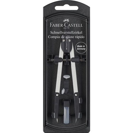Bússola Faber-Castell com ajuste rápido - Articulações em ambos os braços - Acessórios de reposição - Adaptador universal
