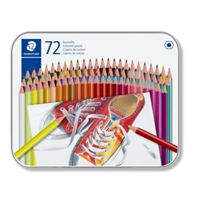 Caixa metálica Staedtler 175 com 72 lápis de cor hexagonais - Cores sortidas