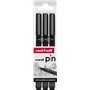 Conjunto de 3 marcadores calibrados Uni-ball Uni Pin 0,2, 0,4 e 0,8 - Ponta de poliacetal - Tinta pigmentada resistente à água e