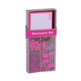 Conjunto de escritório Apli Fluor Collection com 25 alfinetes, 80 clipes de 28 mm, 20 clipes dobráveis de 19 mm e bloco de 100 n