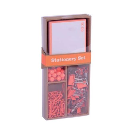 Conjunto de escritório Apli Fluor Collection - 25 alfinetes, 80 clipes (28 mm), 20 clipes dobráveis (19 mm) e 100 folhas de nota