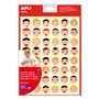 Adesivos Apli Emotions - Ø 23 mm e Ø 20 mm - 144 adesivos por pacote - 16 designs diferentes - Adesivo removível - Ajuda a expre
