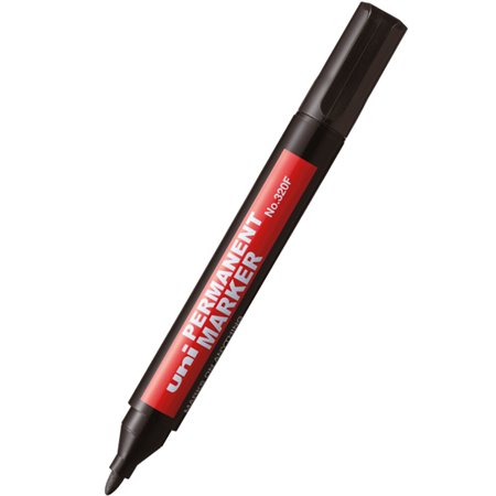 Caneta Marcadora Permanente Uni-ball 320F - Ponta Cônica - Espessura da Linha de 1-3mm - À Prova d'Água - Sem Xileno - Preta