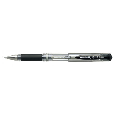 Caneta Rollerball Uni-ball Signo Broad UM-153 com Tinta Gel - Ponta Esferográfica de 1mm - Empunhadura Emborrachada - Preta