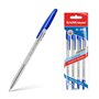 Conjunto de 4 canetas Erichkrause R-301 Classic Stick 1.0 - Corpo hexagonal transparente - Ponta de 1,0 mm - Tinta de secagem rá
