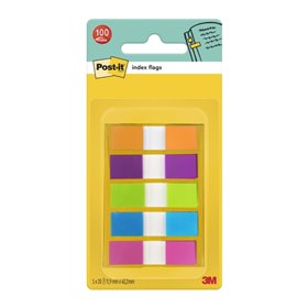 Dispensador de marcadores Post-it com 100 unidades reposicionáveis - Formato retangular - Cores sortidas