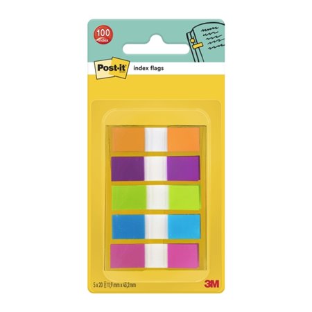 Dispensador de marcadores Post-it com 100 unidades reposicionáveis - Formato retangular - Cores sortidas